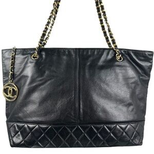 CHANEL JUMBO LAMBSKIN SHOPPING TOTE SHOULDER BAG
